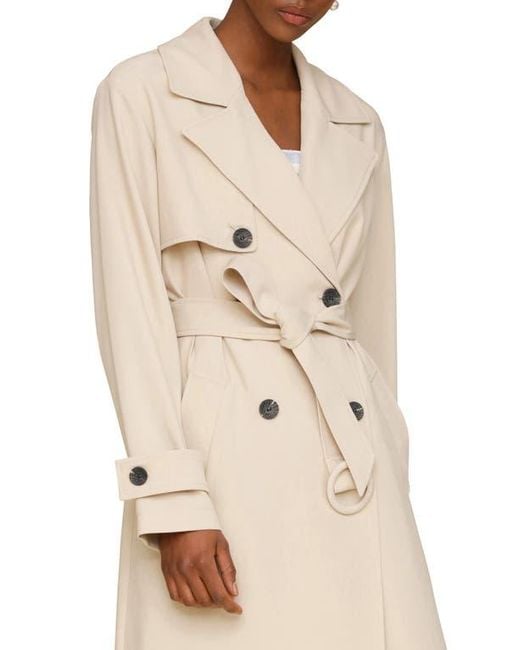 Avec Les Filles Blue Relaxed Fit Button Back Trench Coat