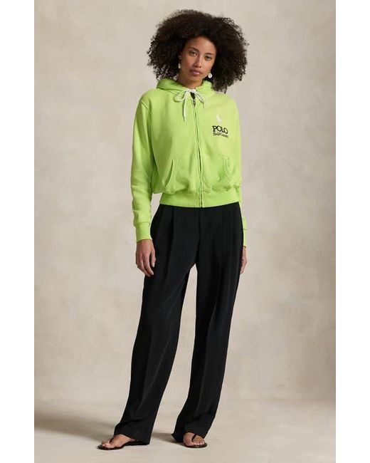 Polo Ralph Lauren Green Big Pony Lightweight Fleece Zip Hoodie