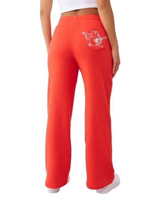 True Religion Red Drawstring Horseshoe Sweatpants