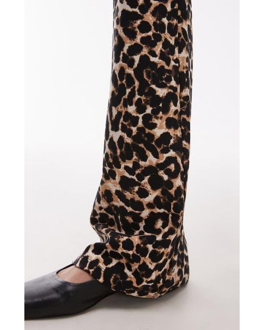 TOPSHOP Blue Leopard Print Bootcut Pants