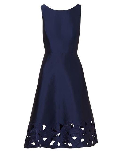 【海外限定】AdriannaPapell ドレス☆Blue Taffeta Cutwork Dres Adrianna Papell Cutwork Detail Taffeta Cocktail Dress in