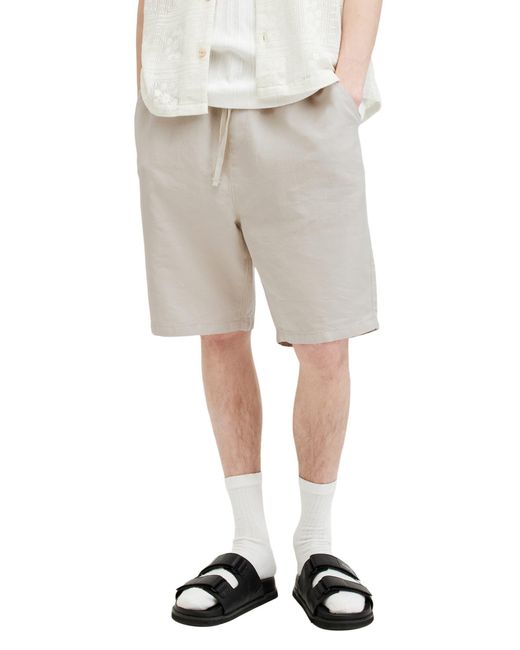 AllSaints Natural Hanbury Cotton & Linen Shorts for men