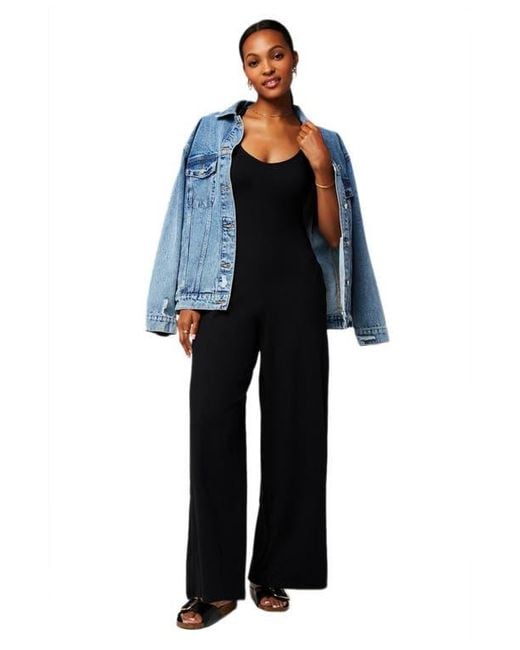 Fabletics Black Cloud Jersey Wide Leg Jumpsuit