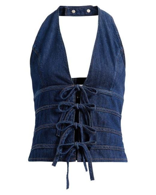 Reformation Blue Kyleigh Denim Halter Top