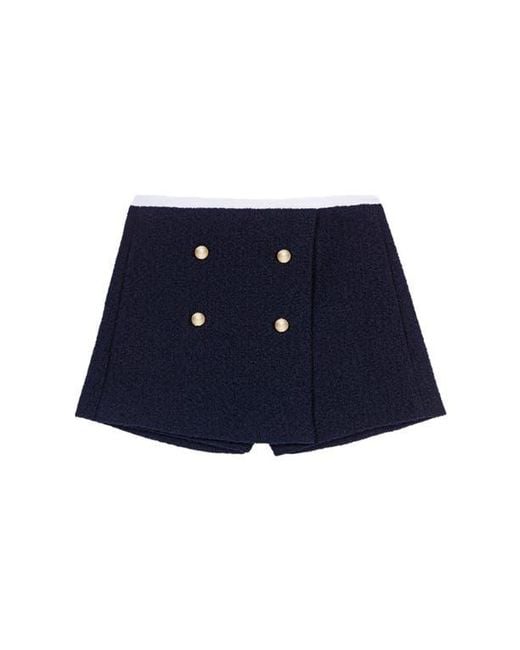 Maje Black Tweed Shorts With Contrast Band