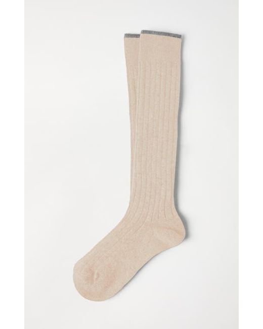 Brunello Cucinelli White Rib Knit Socks for men