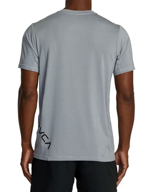 RVCA Gray Sport Vent Stripe Performance Graphic T-shirt for men