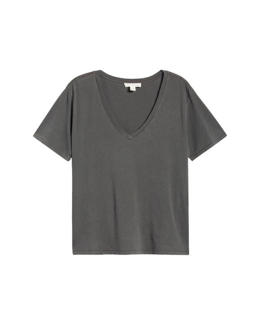 Treasure & Bond Black Oversize V-neck Cotton T-shirt