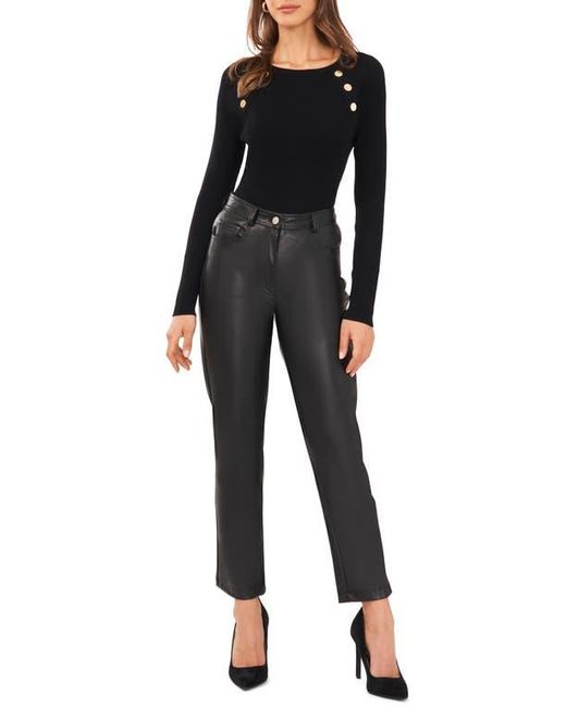 Halogen® Black Button Rib Sweater