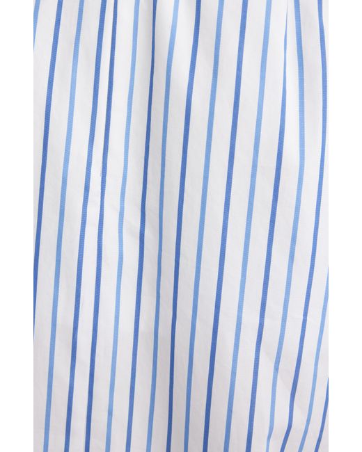 Dries Van Noten Blue Solada Stripe Cotton Poplin Midi Skirt