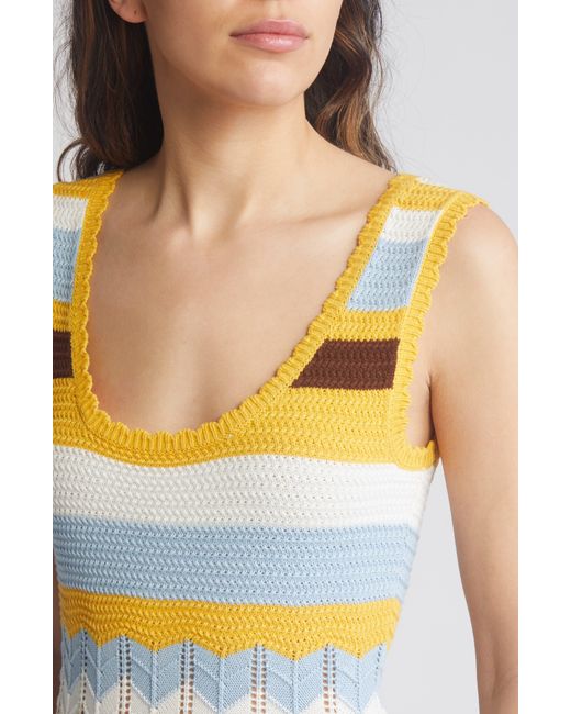 French Connection Multicolor Nellis Stripe Sleeveless Cotton Sweater Dress