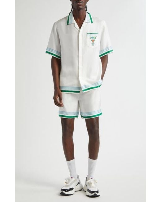 Casablanca White Silk Drawstring Shorts for men