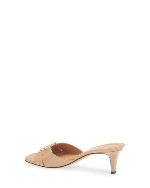 Fendi White Ffold Kitten Heel Slide Sandal