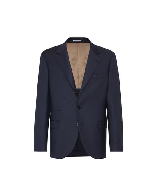Brunello Cucinelli Blue Twill Blazer for men