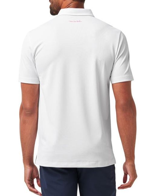 Travis Mathew White Good Good Flourish Chest Stripe Polo for men