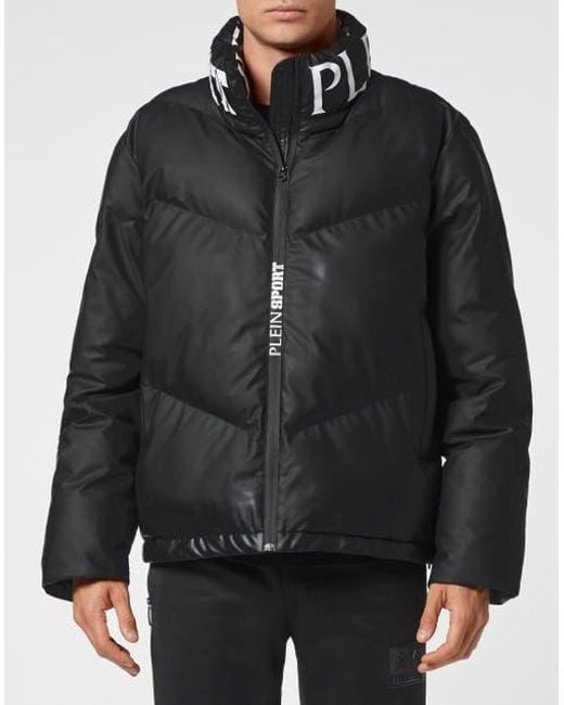 Philipp Plein Black Nylon Down Jacket Tiger for men