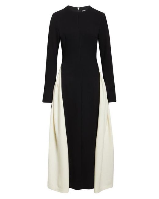 Lela Rose Blue Long Sleeve Stretch Twill A-Line Dress