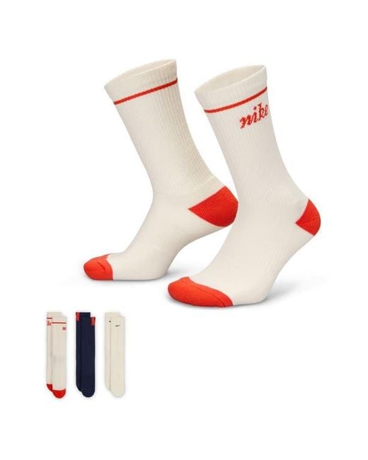 Nike White Assorted 3-Pack Dri-Fit Everyday Plus Cushioned Crew Socks for men