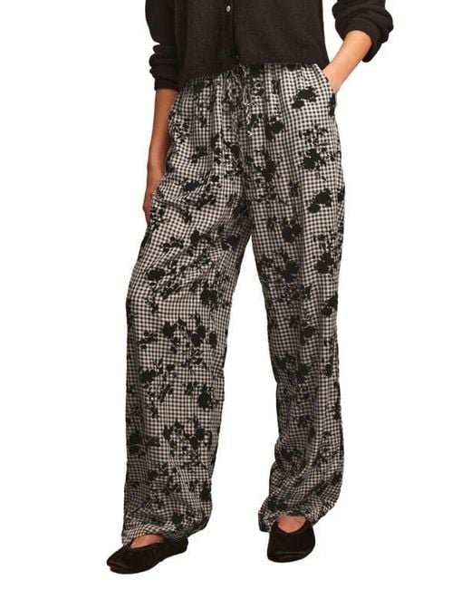 Next Black Floral Flocked Gingham Drawstring Pants