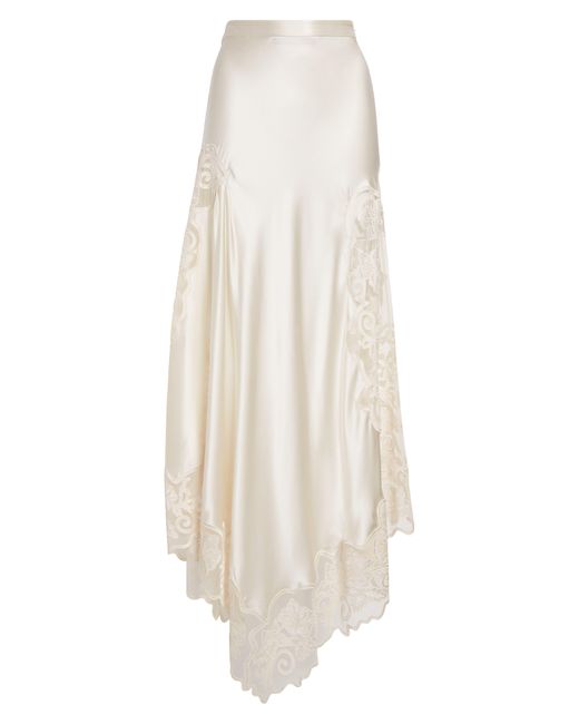 Ulla Johnson White Cressida Floral Tulle Panel Silk Maxi Skirt