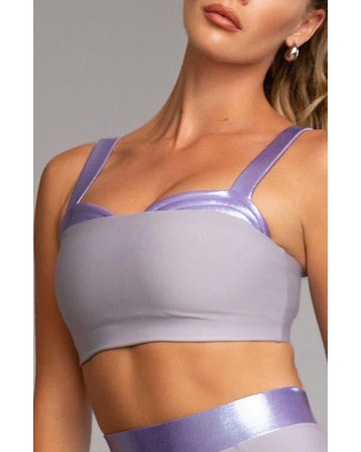 Heroine Sport Gray Lina Metallic Trim Longline Sports Bra