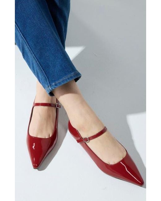 Yosi Samra Red Camille Pointed Toe Mary Jane Flat