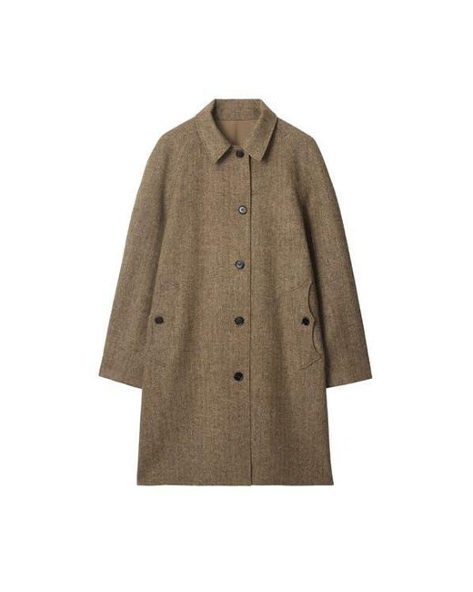 Burberry Natural Long Herringbone Wool Dual Car Coat for men