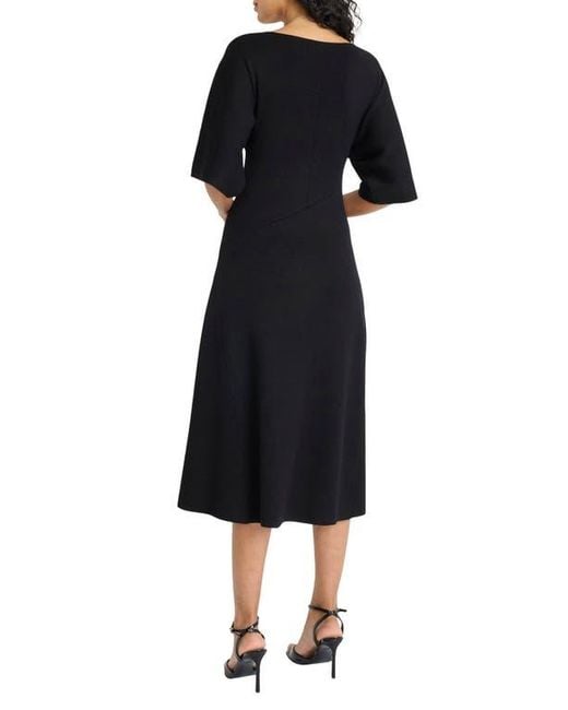 Maggy London Black Dolman Sleeve A-Line Midi Dress