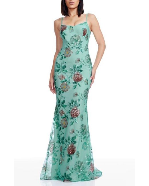 dress the population green sequin dress Iris Sequin Gown – Dress the Population main image 1