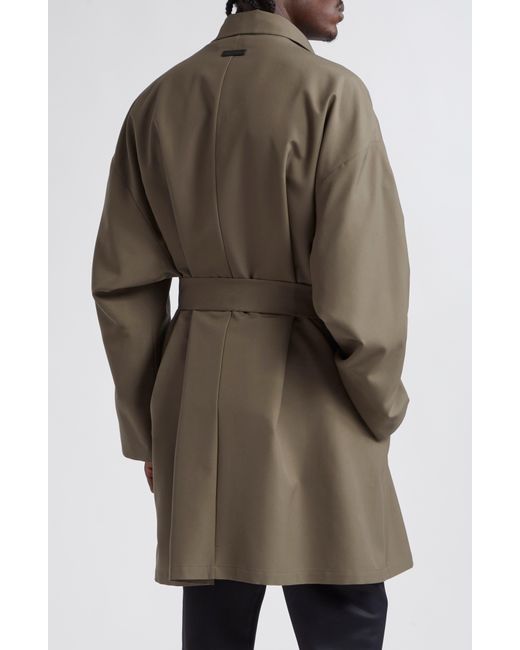 Fear Of God Brown Virgin Wool Crepe Three-quarter Length Trench Coat for men