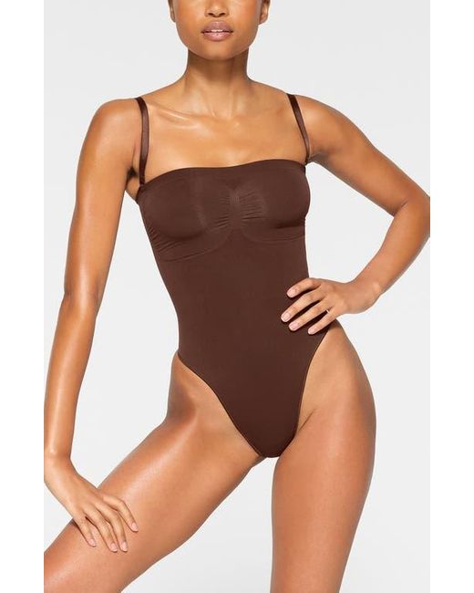 Skims Brown Seamless Sculpt Strapless Bodysuit