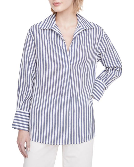 Vince Coastal Stripe Long Sleeve Shirt in Blue Lyst