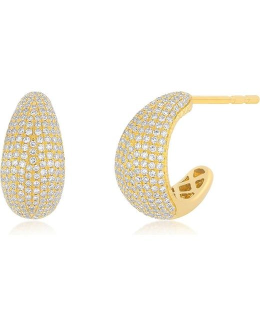 EF Collection Jumbo Dome Pav Diamond Hoop Earrings in Metallic Lyst