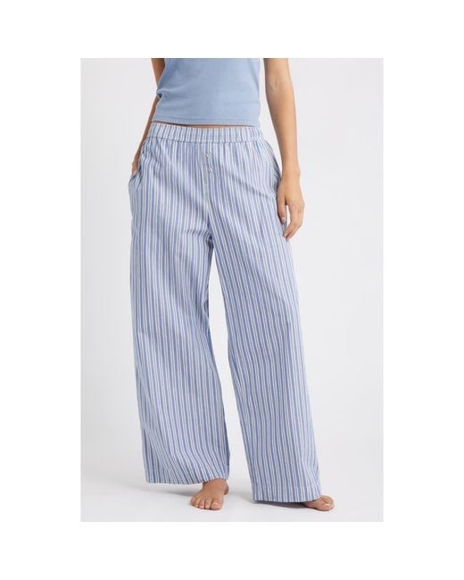 Open Edit Blue Cotton Boxer Sleepwear Pants