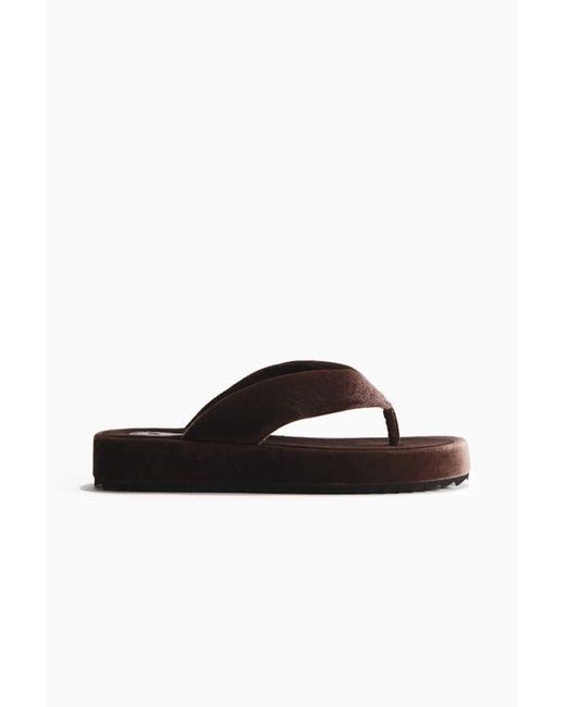 H&M Brown Velour Flip-Flops