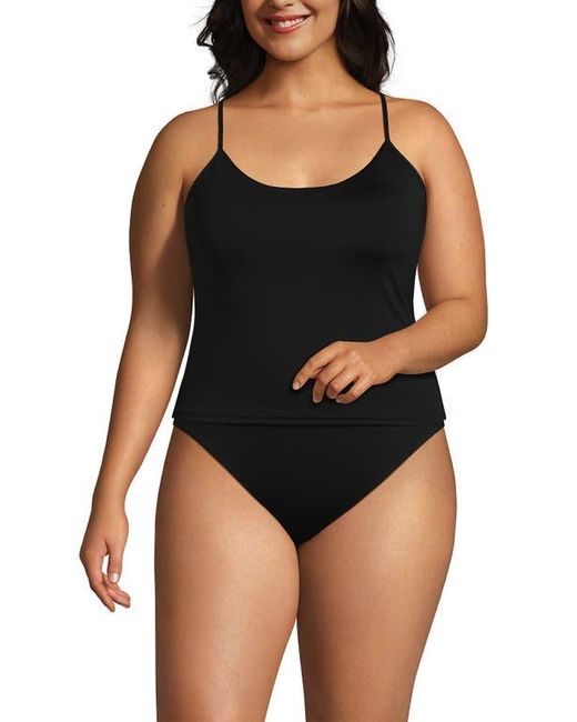 Lands' End Black Tugless Quickdry Adjustable Strappy Back Tankini Top