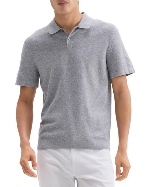 Theory Gray Goris Grid Light Performance Polo for men