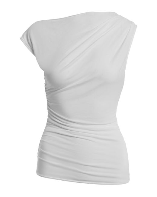Naked Wardrobe White Basic Drape One-shoulder Top