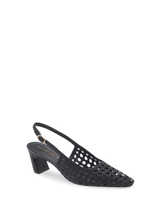 Stuart Weitzman White Stassi Woven Slingback Pump