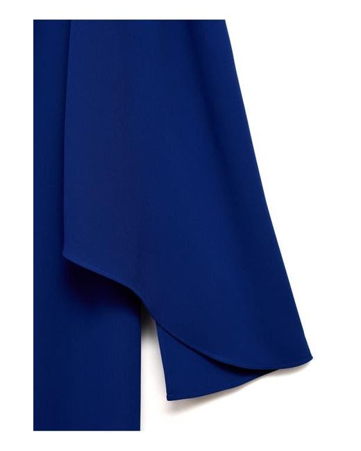 Mango Blue Long Flared Sleeve Column Dress
