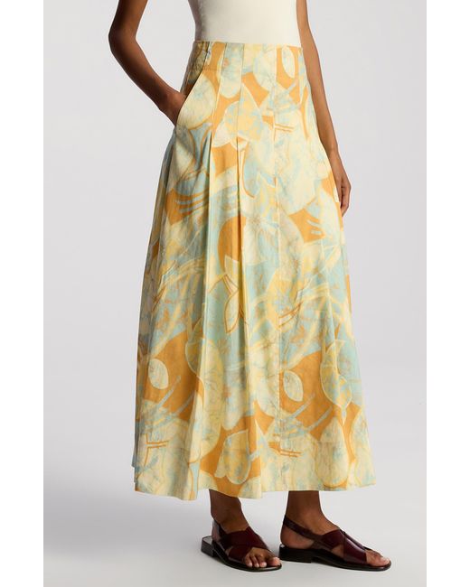 A.L.C. Yellow A. L.c. Eve Pleated Linen Blend Maxi Skirt