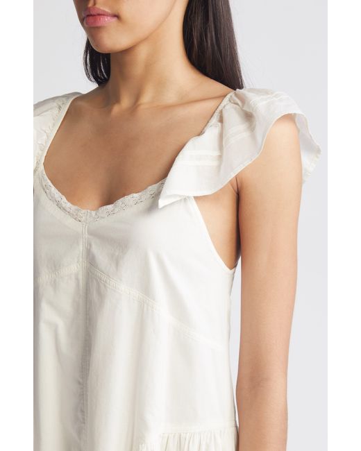 Treasure & Bond White Tie Back Flutter Sleeve Cotton Maxi Dress