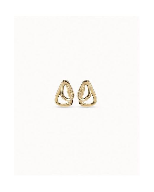 Uno De 50 Metallic 18K-Plated Earrings With 2 Overlapping Links
