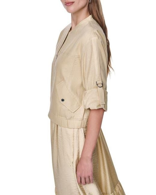 DKNY Natural Linen Blend Bomber Jacket