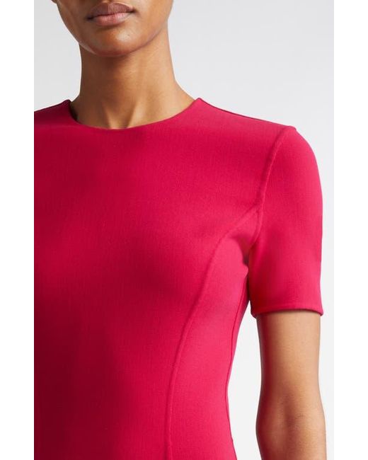 Michael Kors Red Stretch Wool Midi Sheath Dress