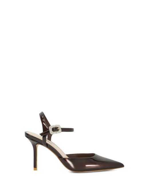 Dune Brown Channel Ankle Strap Pointed Toe Pump
