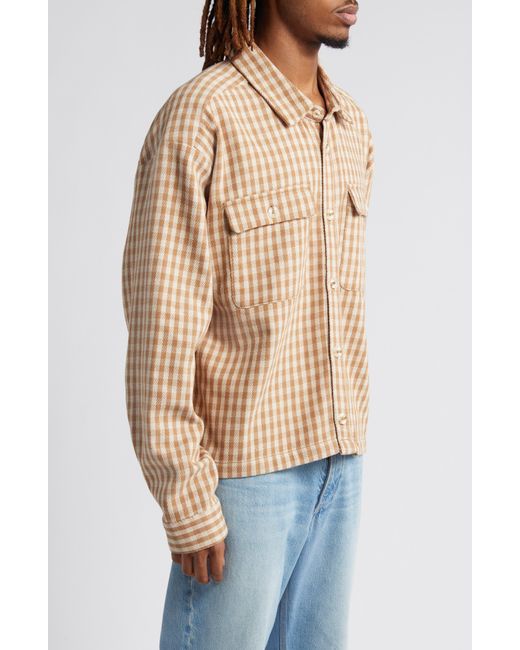 Elwood Blue Oversize Crop Cotton Button-up Shirt for men