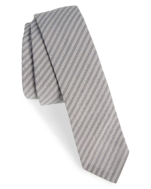 Thom Browne Gray Cotton Seersucker Tie for men
