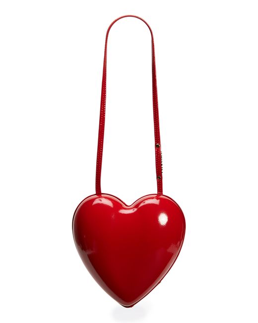 Moschino Red Heartbeat Patent Shoulder Bag