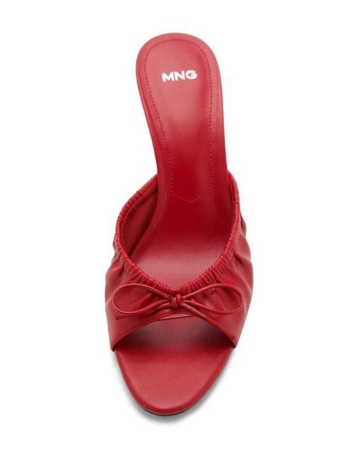 Mango Red Bow Detail Slide Sandal